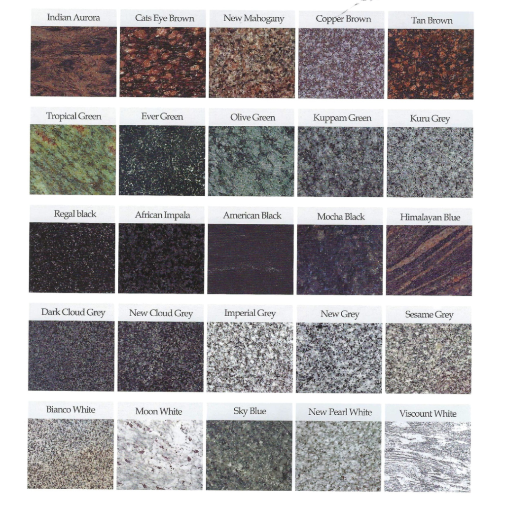 Granite colors and unique shapes for memorials and headstones in  Southeast Texas & Southwest Louisiana