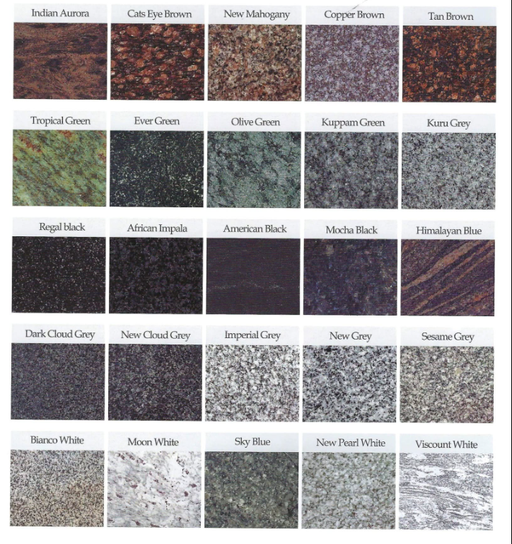Colors for granite memorials