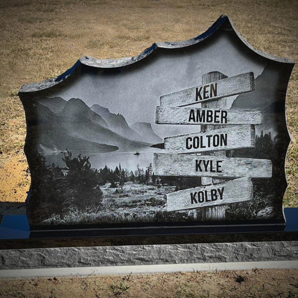 Custom headstone artwork and engraving